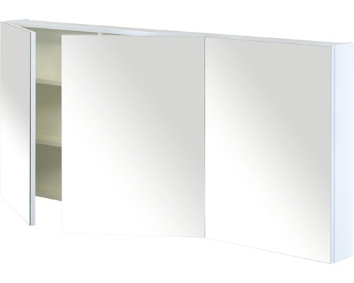 Spiegelschrank mit drei Türen, teilweise geöffnet, für das Badezimmer