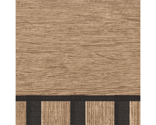 Dekorative Bodenfliese mit Holzoptik und dunklen Akzenten