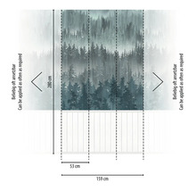 Fototapete Vlies 39811-1 Sockelleiste Wald blau weiß 3-tlg. 159 x 280 cm