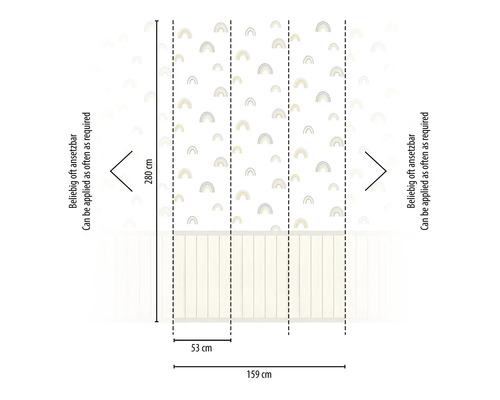 Abmessungen einer Tapete mit Regenbogenmuster