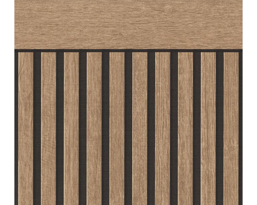 Wandpaneel mit Holzoptik und vertikalen Lamellen