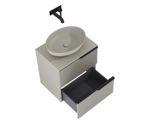 Waschtisch mit Waschbecken und Wandarmatur