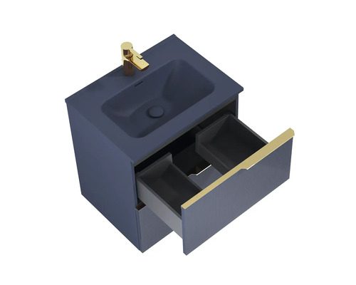 Waschtisch mit offenem Schubladensystem und Armatur