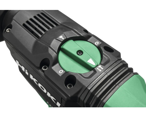 Detailaufnahme eines Bohrhammers mit Einstellknopf für verschiedene Funktionen.