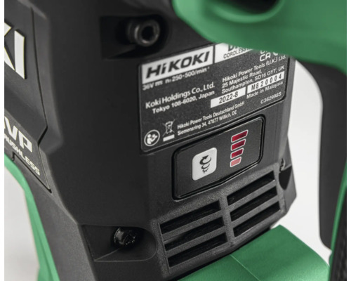 Detailansicht einer Hikoki Maschine mit Akkustandsanzeige