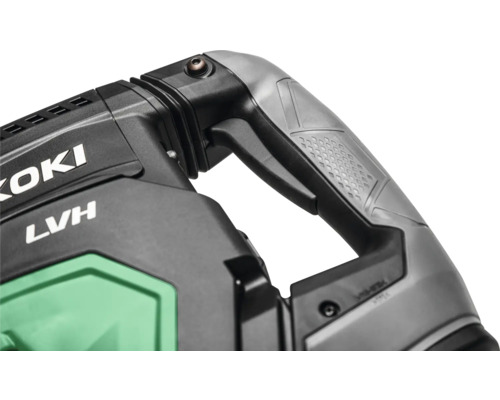 Detailaufnahme des Griffs einer Bohrmaschine der Marke Hikoki