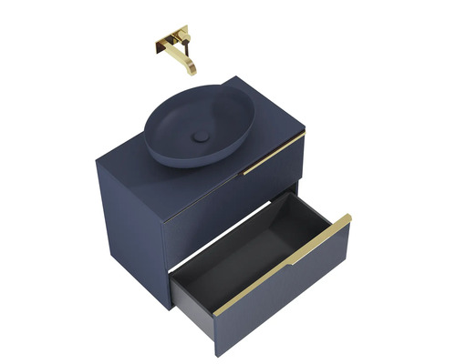 Waschtisch mit Aufsatzwaschbecken, Armatur und Schublade