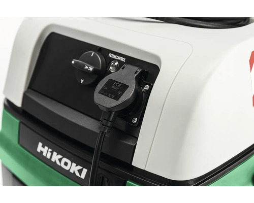HiKoki Staubsauger Detailansicht der Stromversorgung und Filtersteuerung