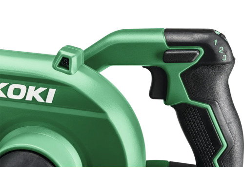 Detailansicht eines Gebläses mit Geschwindigkeitsstufen und Griff