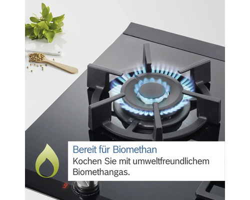 Gaskochfeld mit brennender Flamme für Biogasanwendung