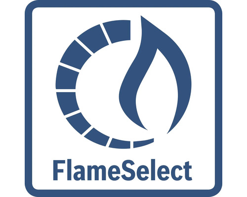 FlameSelect Symbol: Präzise Flammenregulierung für Gaskochfelder.