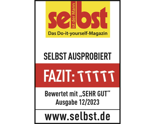 Selbst ist der Mann Logo. Getestet und für sehr gut befunden von Ausgabe 12/2023.