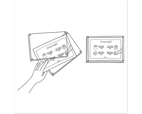 Illustration von Acrylglasschildern zur Menüanzeige