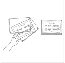 Illustration eines transparenten Acryl-Displays für Speisekarten