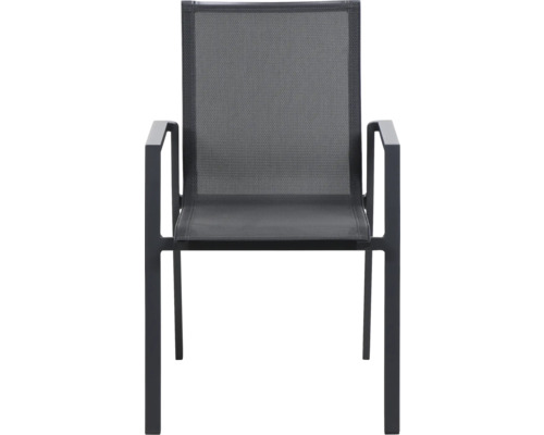 Gartenstuhl mit Armlehnen aus Aluminium und Textilbespannung