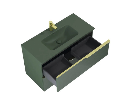 Waschtischunterschrank mit Auszügen und Armatur