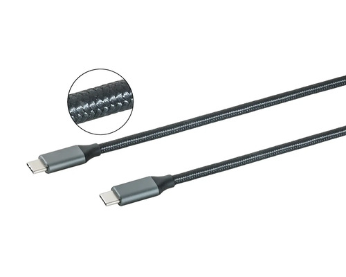USB-C-Kabel mit Textilummantelung und Stecker