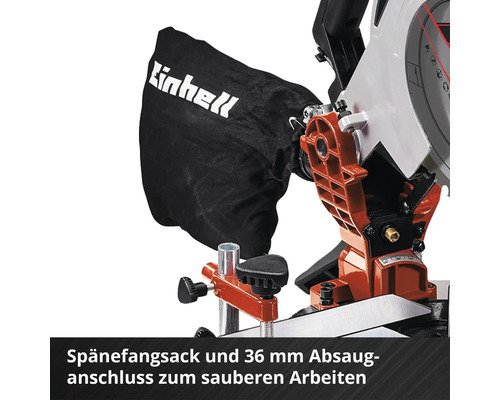 Einhell Kapp- und Gehrungssäge mit Spänefangsack und 36 Millimeter Absauganschluss