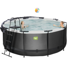 Aufstellpool mit Leiter und zwei Kindern im Wasser