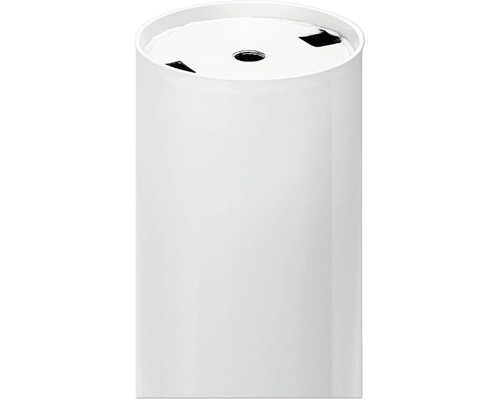 Runder, weißer Briefkasten aus Stahl