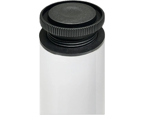 Weißer Behälter mit schwarzem Schraubverschluss