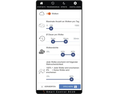 Smartphone-Ansicht der Cloud-Einstellungen
