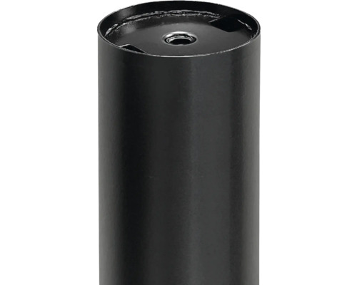 Schwarze Zaunhülse aus Metall zur Montage von Pfosten