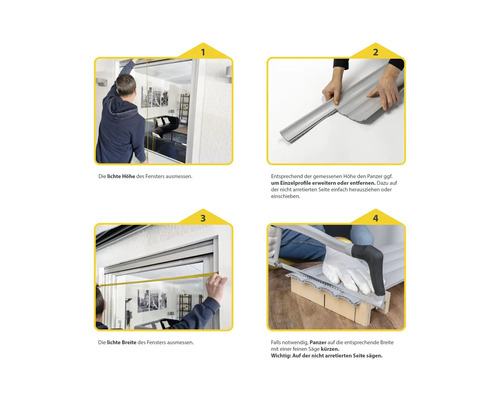 Anleitung in vier Schritten zum Ausmessen und Anpassen eines Rollladenpanzers