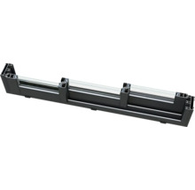 Querschnitt eines schwarzen Fensterprofils mit Glas