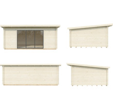 Gartenhaus Palmako Lea 19,4 m² Schiebetür Isolierglas inkl. Fußboden 578 x 451 cm tauchgrundiert