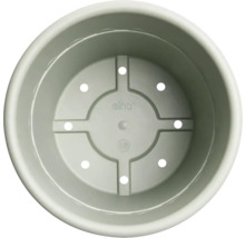 Innenansicht eines runden Blumentopfes mit Löchern zur Drainage