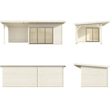 Gartenhaus Palmako Andrea 11,2+7,9 m² Schiebetür Sicherheitsglas inkl. Fußboden 715 x 402 cm tauchgrundiert