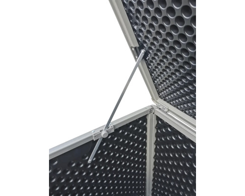 Innenansicht einer geöffneten Gerätebox mit Deckelstütze