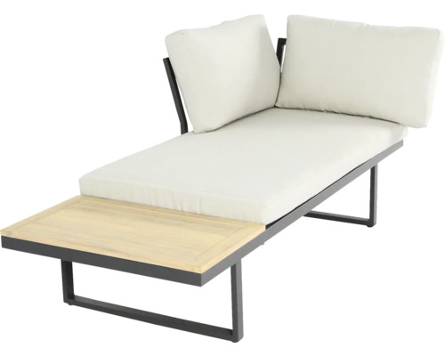 Gartenliege mit Holzablage und Polster