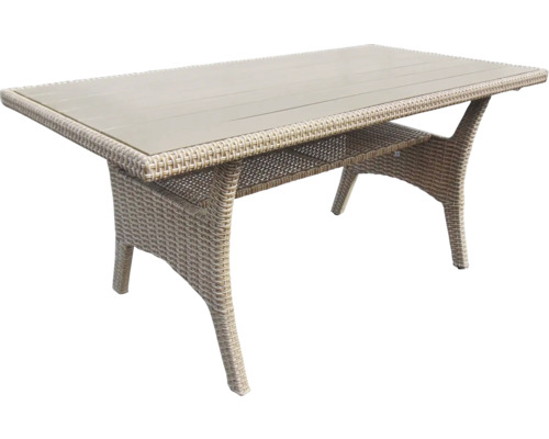 Gartentisch mit Rattanrahmen und Ablagefläche