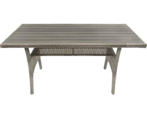 Rechteckiger Gartentisch mit Tischplatte im Lamellendesign und Geflecht