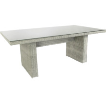 Gartentisch mit Glasplatte und Rattanstruktur