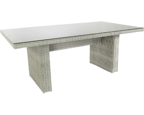 Gartentisch mit Glasplatte und Rattanstruktur
