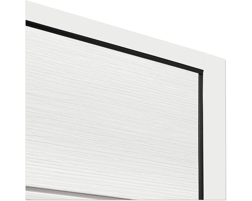 Detailansicht einer Innentür mit schwarzem Rahmen und weißer Oberfläche