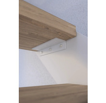 Pertura Wangentreppe Libra Eiche rustikal ohne Setzstufen Pulverbeschichtet Seitenwange Weiß gerade 85 cm 10 Stufen / 11 Steigungen Stabgeländer