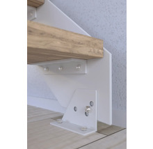 Pertura Wangentreppe Libra Eiche rustikal ohne Setzstufen Pulverbeschichtet Seitenwange Weiß gerade 85 cm 10 Stufen / 11 Steigungen Stabgeländer