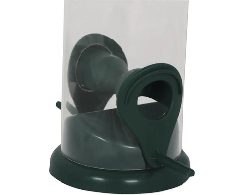 Vogelhaus mit transparentem Behälter und Futterschalen