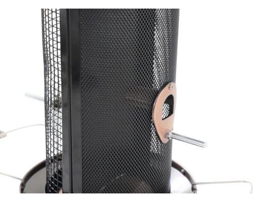 Detailansicht einer Vogelfutterstation mit Netzstruktur und Futteröffnungen.