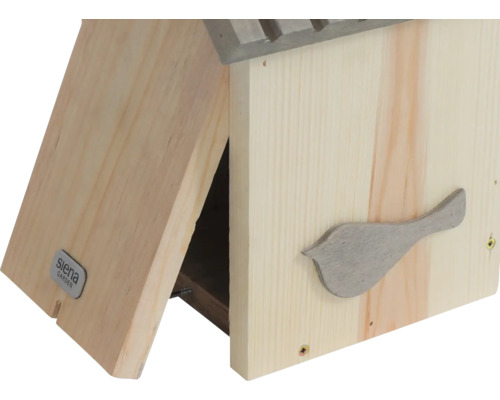Holz-Vogelhaus mit Vogel-Applikation