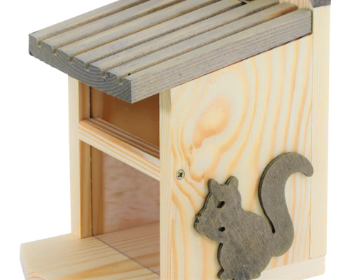 Holz-Futterhaus für Eichhörnchen mit Eichhörnchen-Dekoration