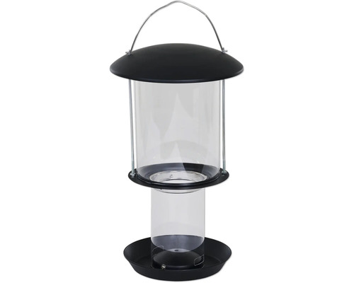 Vogelfutterspender aus Kunststoff und Metall