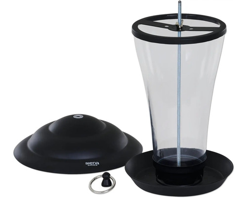 Vogelhaus mit Futterschale und Aufhängung