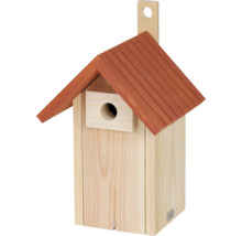 Vogelhaus aus Holz mit Dach und Aufhängung
