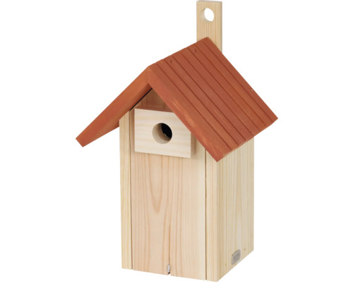 Vogelhaus aus Holz mit Dach und Aufhängung