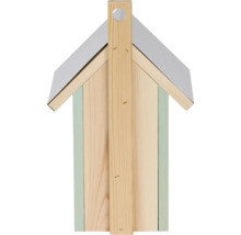 Vogelhaus aus Holz mit Metalldach